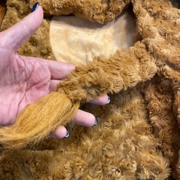 Toddler brown fuzzy bear hooded jumpsuit with front zipper access & plush head - Picture 8 of 11